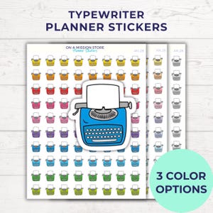 Schrijfmachinestickers, schrijfstickers, schrijverstickers, literaire stickers, academische stickers, studentenstickers, plannerstickers voor werk