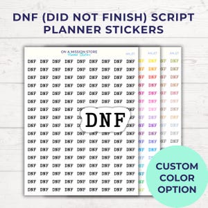 Adesivos para planejador de roteiro DNF – Adesivos para não terminar de ler para diário de leitura, rastreador de leitura, diário com marcadores e planilhas de planejamento