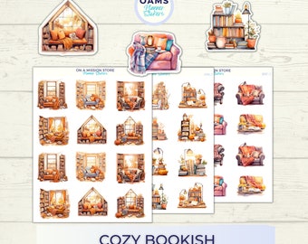 Cozy Bookish Stickers: Reading Journal Planner Stickers