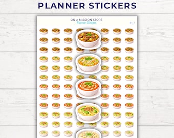 Soup Icon Planner Stickers, Cozy Meal Tracker, Food Journal, Weekly Planner