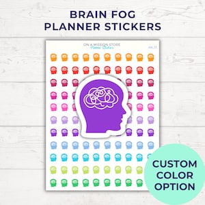 Gehirn Nebel Aufkleber, Chronische Krankheit, Depression, Chronische Müdigkeit, Angst, ADHD, Gehirndump, Mentaler Gesundheit Tracker, Funktionaler Planer