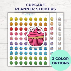 Cupcakestickers, verjaardagsstickers, dessertstickers, bakstickers, bakkerij, dagelijkse planner herinneringsstickers