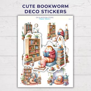 Stickers rat de bibliothèque mignons, Stickers déco livre, Stickers livresques, Stickers lecture, Stickers rat de bibliothèque, cadeau pour amoureux des livres