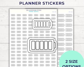 Minimalist Battery Icon Planner Stickers | Functional Energy Tracker Stickers for Planners and Journals