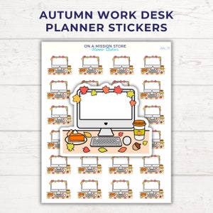 Autocollants automne pour agenda de bureau, autocollants pour ordinateur, autocollants de bureau, travail à domicile, enseignant, calendrier, étudiant, travail à domicile, automne