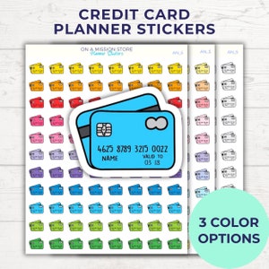 Pegatinas de tarjetas de crédito, pegatinas de dinero, planificador de presupuesto, rastreador de gastos, rastreador de deudas, finanzas personales