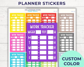 Weekly Work Hour Tracker Planner Stickers: Custom Color Options