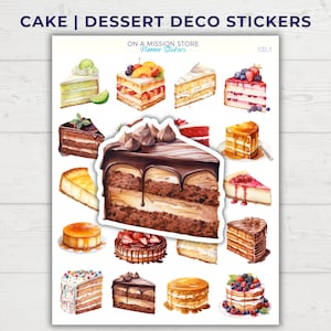Adesivi per dessert, adesivi per torte, torta al cioccolato, torta di fragole, dolci, torta di formaggio, regalo per gli amanti del cibo, adesivi decorativi per la pianificazione dei pasti
