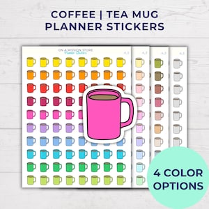 Koffiestickers, theestickers, koffiemokstickers, theemokstickers, functionele plannerstickers, herinneringsstickers, kalenderstickers