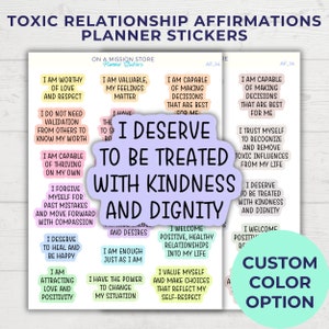Adesivos de planejamento de afirmação de relacionamento tóxico, saúde mental, autoestima, autoconfiança, mente subconsciente, terapia, encorajamento