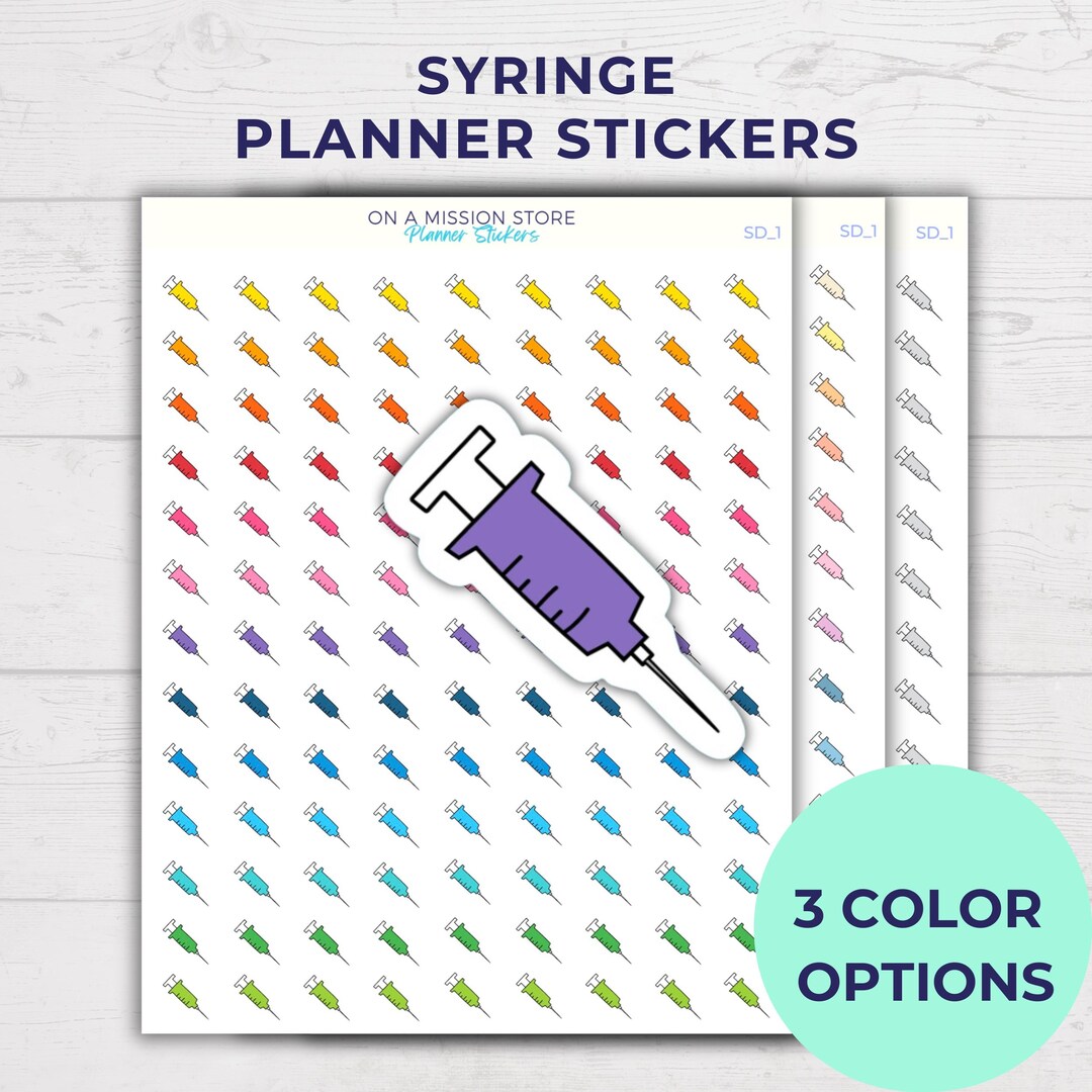 Syringe Labelling Sticker Syringe Planner Stickers: Medical/vaccine and Weight Loss Tracker ...