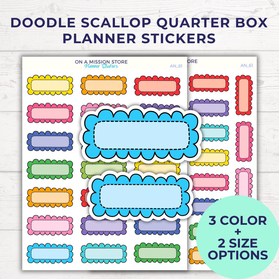 Doodle Scallop Planner Stickers: Pastel Calendar Labels, Removable ...