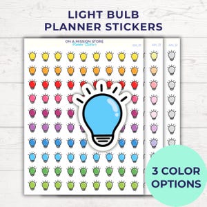 Gloeilampstickers, ideeënstickers, braindump, gedachtestickers, gloeilamp, dagelijkse plannerstickers
