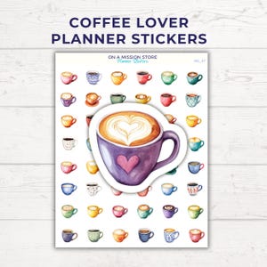 Adorable Feuille D'autocollants Pour Café, Journal Café, Latte Art, Cappuccino, Vie Quotidienne, Stickers Confortables, Agenda Autocollants Quotidien