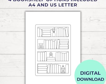 Printable Bookshelf Reading Tracker Set: Minimalist Book Journal (Digital Download)