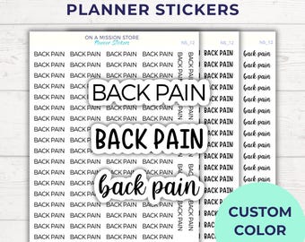 Back Pain Script Planner Stickers, Health Tracker Labels