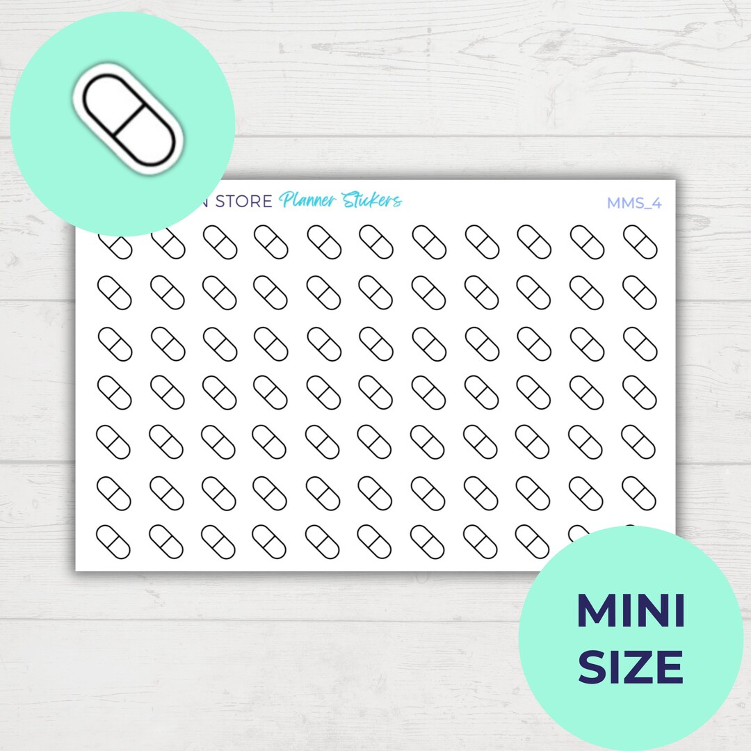 Pill Sticker Prescription Stickers, Pill Stickers, Mini Icon Stickers, Hobonichi ...
