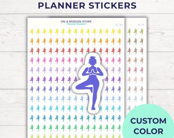 Yoga Icon Planner Stickers: Wellness, Fitness Routine, Self Care Journal