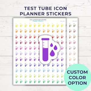 Stickers reageerbuisplanner, bloedteststickers, laboratoriumtest, diagnostische test, bloedonderzoek, laboratoriummonster, urinetest, bloedafname, herinneringssticker