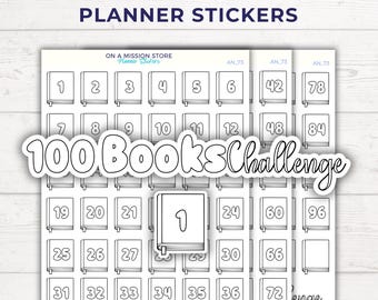 100 Book Challenge Tracker Stickers: Reading Journal, Bujo, & Reading Goals