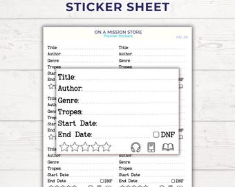 Book Review Sticker Sheet | Reading Journal & Book Rating Stickers