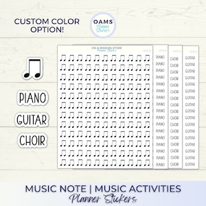 Pegatinas de música, pegatinas de notas musicales, octava nota, pegatinas de piano, pegatinas de coro, pegatinas de guitarra, mini pegatinas de guión, guión de planificador