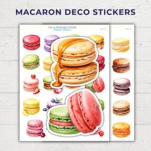 Adesivos de macaron, adesivos de pastelaria francesa, adesivos de sobremesa, arte alimentar, presente para amantes de comida, adesivos decorativos para planejador de refeições