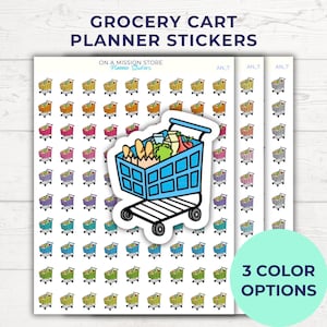 Grocery Cart Stickers, Grocery Shopping, Grocery Delivery, Run Errands, Household Chores, Functional Everyday Planner Stickers