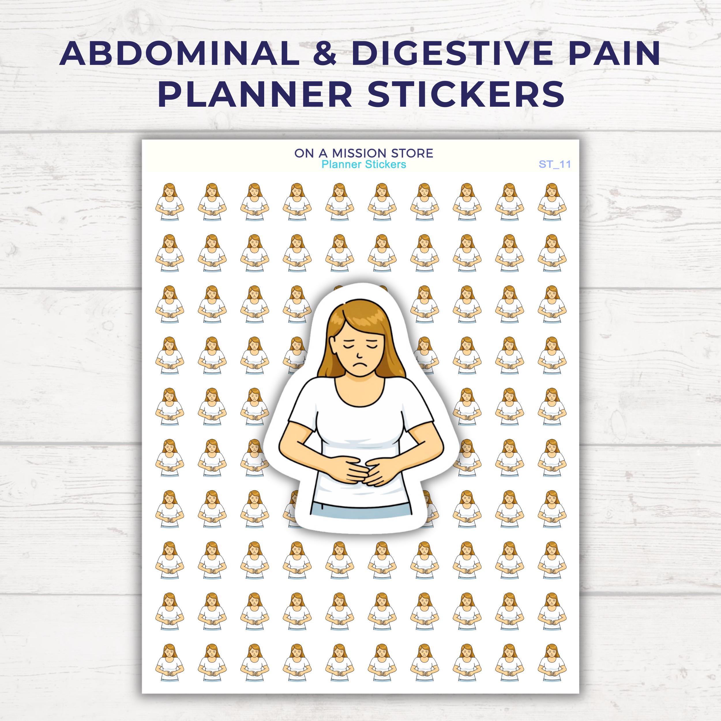 Abdominal & Digestive Pain Tracker Stickers | IBS, Bloating, Stomach ...
