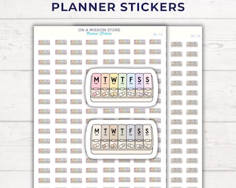 Pill Organizer Icon Planner Stickers | Weekly Medication Tracker Icons