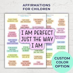 Adesivos de afirmação para crianças, Afirmação positiva para crianças, Adesivos motivacionais para crianças, Incentivos, Autoestima, Pensamento positivo