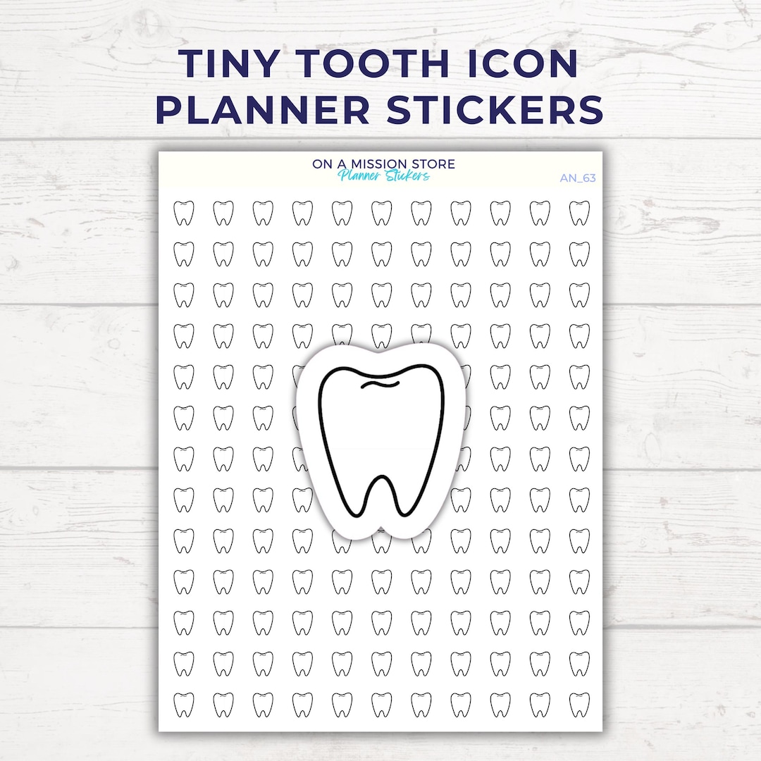 Tooth Sticker Post Tooth Icon Stickers – Tiny Planner Stickers for Dentist Appointment ...