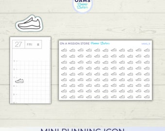 Running Sticker, Walking Sticker, Mini Icon Sticker, Hobonichi Sticker, Bullet Journal, Minimal, Funktionelle Planer Sticker Minimalistisch