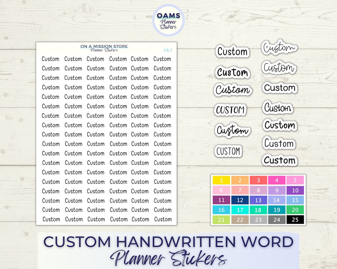 Custom Stickers Custom Text Sticker Custom Word Stickers Etsy