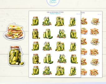Pickle & Sandwich Deco Stickers: Planner Stickers