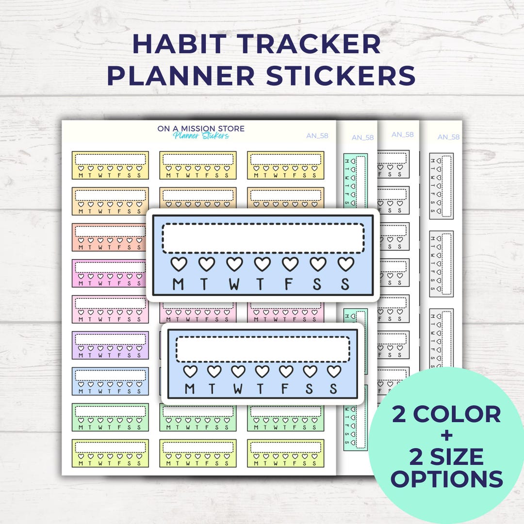 Habit Tracker Planner Stickers: Goal Tracking, Removable Matte - Etsy