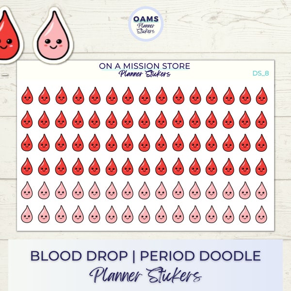 Periode Stickers, Blood Drop Stickers, Periode Tracker, Periode Doodle, Doodle Stickers