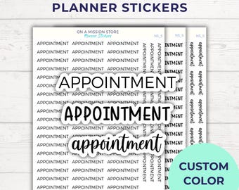 Appointment Script Planner Stickers, Minimal Functional Labels, Custom Color Option
