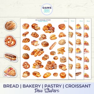 Adesivi da forno, Adesivi per pane, Adesivi per pasticceria, Adesivi per fragole, Croissant, Buongustai, Regalo per chef, Arte alimentare, Adesivi decorativi per pianificatore di pasti