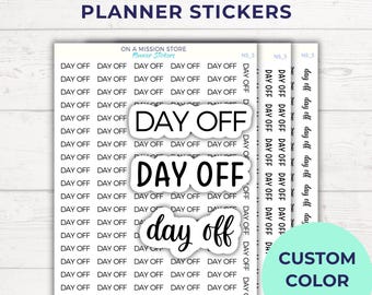 Day Off Script Planner Stickers, Minimal Functional Labels, Work Schedule Monthly Calendar