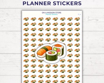 Sushi Meal Planner Stickers, Japanese Food Icons, Weekly Tracker