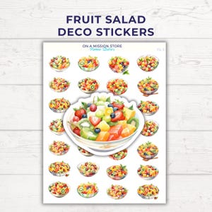 Feuille d'autocollants pour salade de fruits, autocollants santé, mode de vie sain, cadeau pour amateur de cuisine végétalienne, autocollant déco