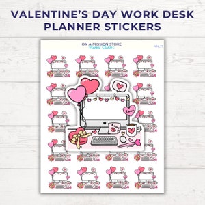 Adesivos para planejador de mesa de trabalho do Dia dos Namorados, adesivos para computador, adesivos para escritório, trabalho em casa, professor, calendário, aluno, trabalho em casa,