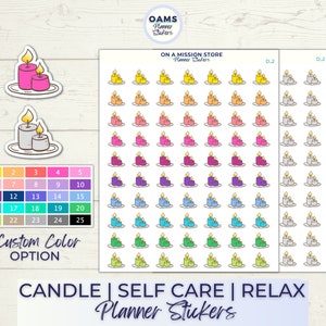 Candle Stickers, Self Care Stickers, Relax Stickers, Functional Planner Stickers