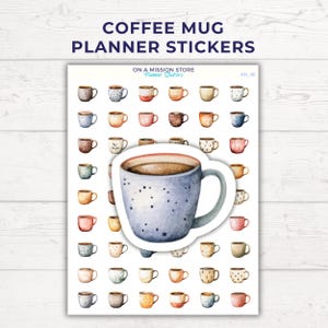 Feuille d'autocollants pour tasse à café, Journal de café, Vie quotidienne, Autocollants confortables, Autocollants d'agenda quotidien, Journal indésirable