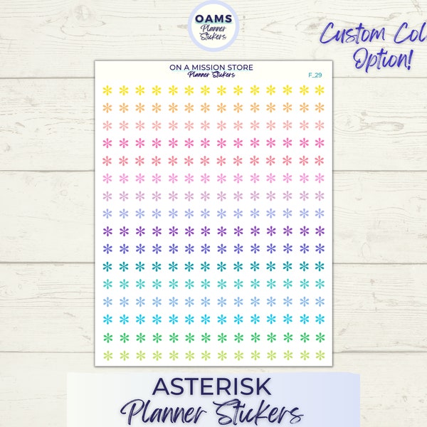 Asterisk Planner Stickers, Functional Stickers, Icon Stickers