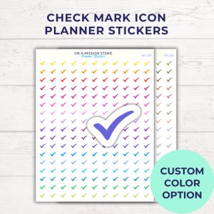 Pegatinas de planificador con icono de marca de verificación: pegatinas minimalistas y funcionales para bullet journal, seguimiento de hábitos, listas de tareas y planificadores.