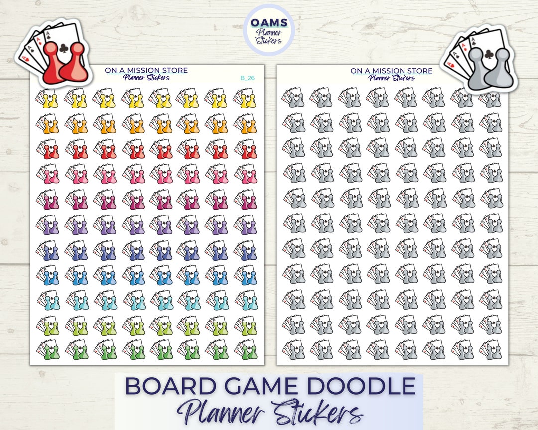 Board Game Stickers, Game Night Stickers, Game Night Doodle Stickers