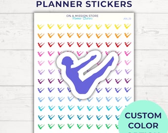 Pegatinas para el planificador de Pilates: Iconos de ejercicios con colores personalizados