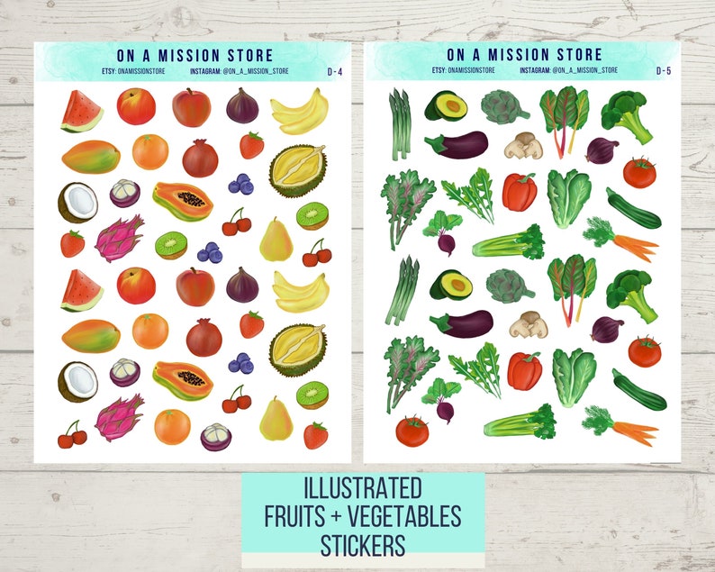 Fruit Stickers Vegetable Stickers Vegetables Stickers Etsy